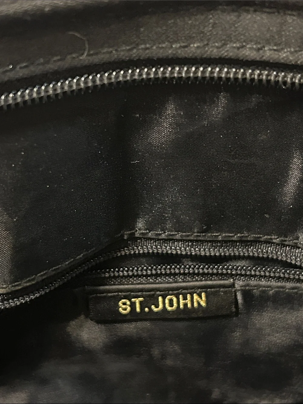 St. John Vintage Black Quilted Chain-Handle Gold Accen Tote Bag